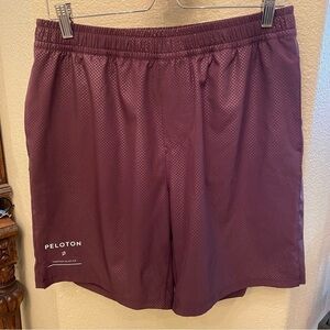 PELOTON Men Burgundy Athletic Lined Shorts Size Large